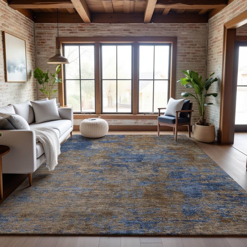 Premium Washable Super Soft Abstract Contemporary Mayfield Rug - Navy - 3' x 5'