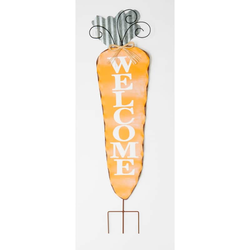 40" Metal Easter Carrot Welcome Sign Yard Stake