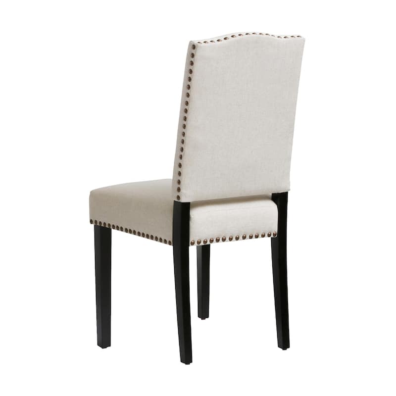 Kom Dining Chair, Beige Polyester, Soft Cushions, Espresso Brown Wood