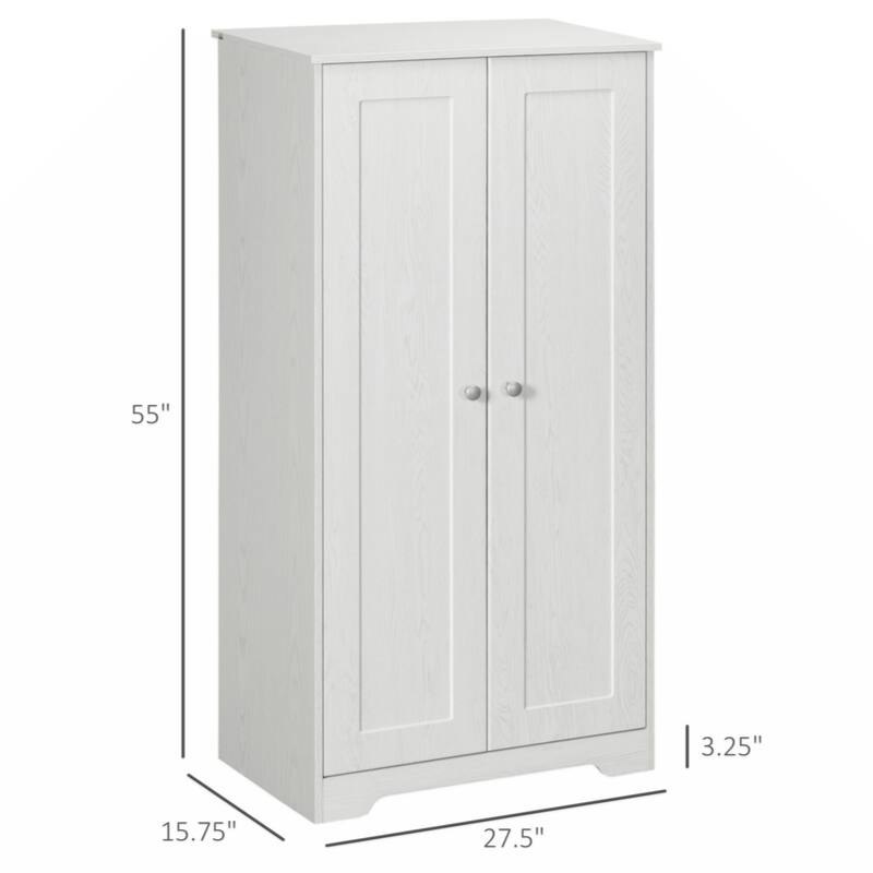 Kitchen Pantry Storage Cabinet, Freestanding Kitchen Cupboard with 2 Doors, Adjustable Shelves for Dining Room, White