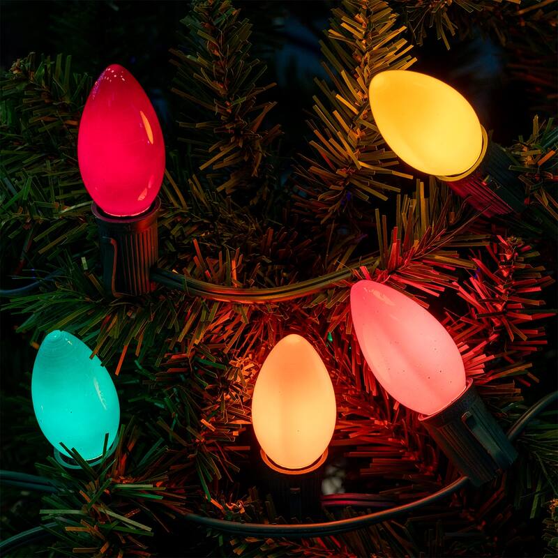 25 Pack C9 LED RetroGlo Outdoor Christmas Replacement Bulbs, C9/E17 Base