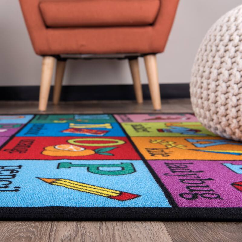 World Rug Gallery Kids Educational Learning Alphabet Non Slip Area Rug