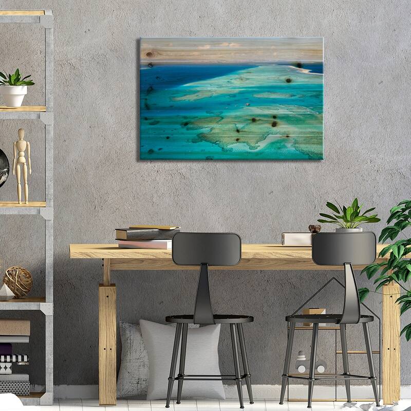 Aerial View Of Cloud 9 Floating Paradise, Malolo Barrier Reef, Republic Of Fiji Print On Wood by Matteo Colombo - Multi-Color