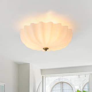 Chic Modern 3-Light Shell Scalloped Glass Semi-Flush Mount - 15 in