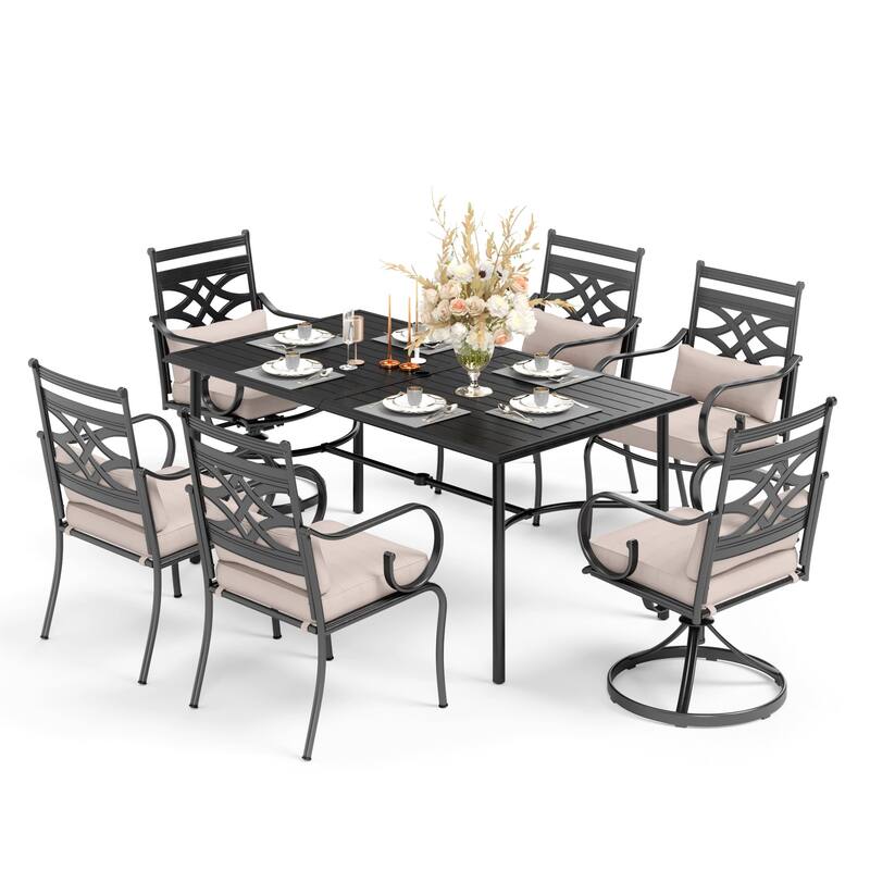 MAISON ARTS 7-piece Patio Dining Set, 6 Metal Patio Dining Chairs and 1 Metal Dining Table