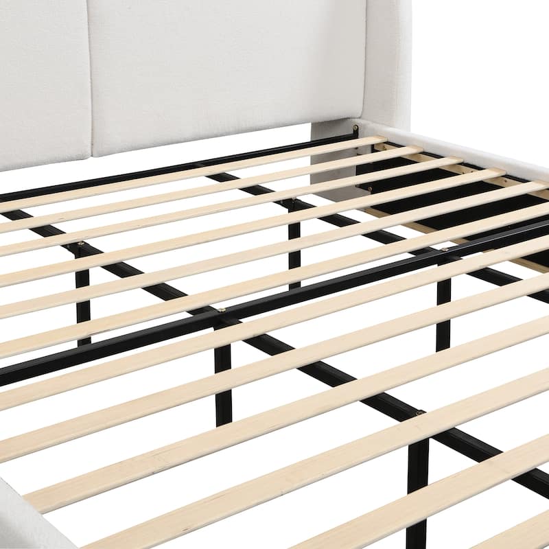 Christopher Knight Home - Valerian Boucle Upholstered Platform Bed with Double-Pillow Headboard