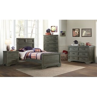 Foundry Traditional Wood Complete Twin Bed, Brushed Pewter