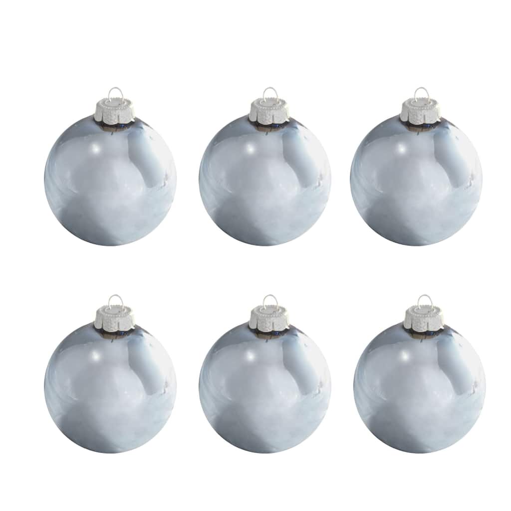 6ct Shiny Sky Blue Glass Ball Christmas Ornaments 4" (100mm)