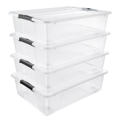 Sorbus Clear Underbed Stackable Storage Bins with Lids and Handles 40qt Capacity Boxes Organizer (Pack of 4)
