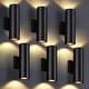 preview thumbnail 1 of 18, IP65 Integrated LED Cylinder Up-Down Wall Light, 12W Modern Outdoor Porch Light Black 6-Pack