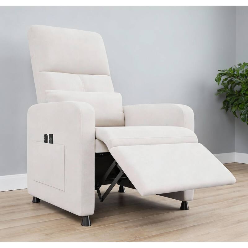 Power Recliner Chair, with 2 Side Pockets and USB Port - White