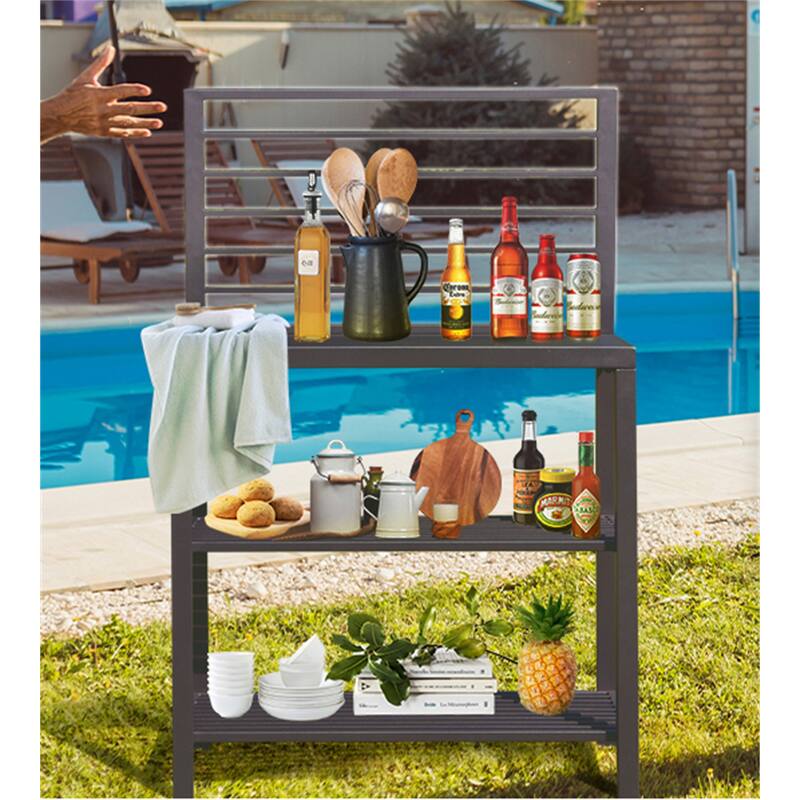Outdoor Kitchen Island with Storage - Grey