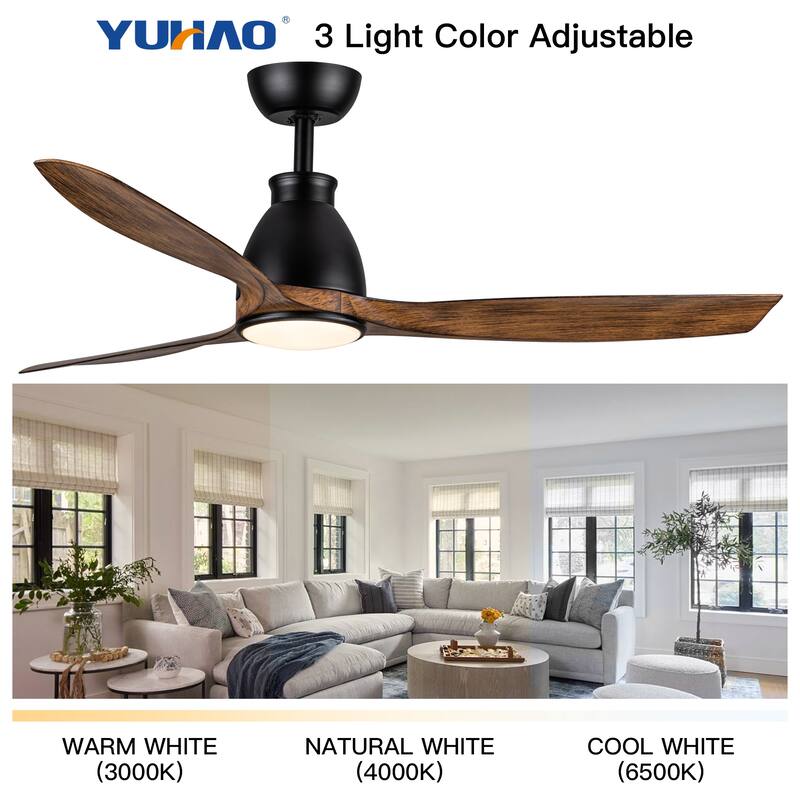 Modern Ceiling Fan Light with DC Motor and 3 Fan Blades, 6 Speed Adjustable for Bedroom and Living Room