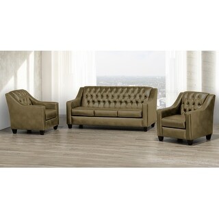 Keighley Top Grain Leather Sofa and Two Chair Set - Bed Bath & Beyond ...