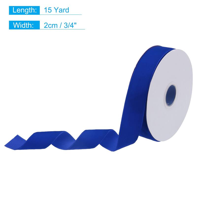 Velvet Ribbon Single Face Spool Silky for Gift Wrapping Bow Decoration - Bright Blue - 3/4 Inch x 15 Yard