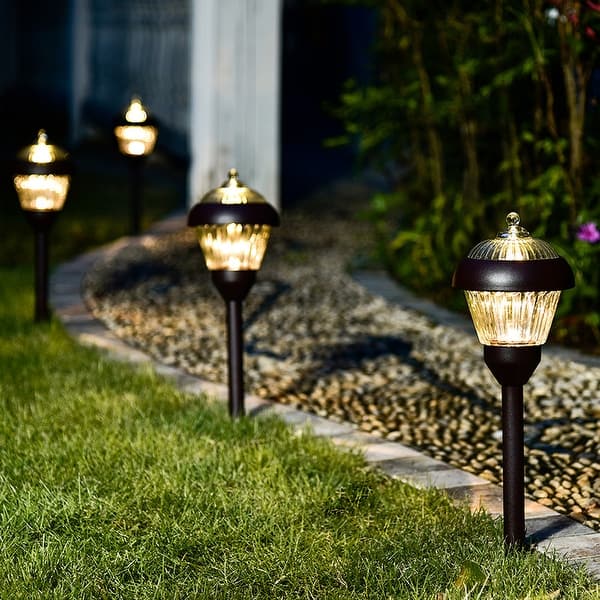 Bell + Howell Disk Lights Stone – Heavy Duty Outdoor Solar Pathway Lights – 8 LED, Auto On/Off, Water Resistant, with Included Stakes, for Garden, Yard, Patio and Lawn -As Seen on TV