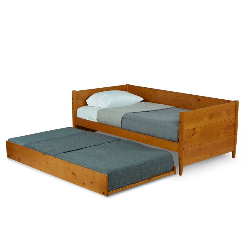 Mid-Century Modern Twin Size Day Bed with Twin Trundle