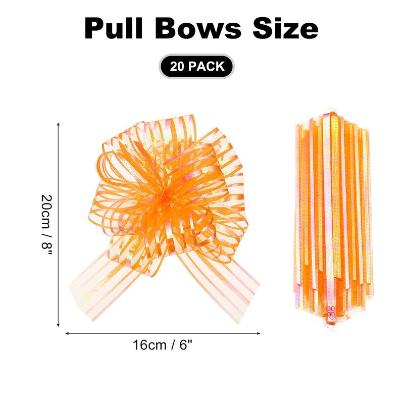 20pcs Pull Bows 6.3 Inch Wide Ribbon Gift Bows for Gift Wrapping - Orange