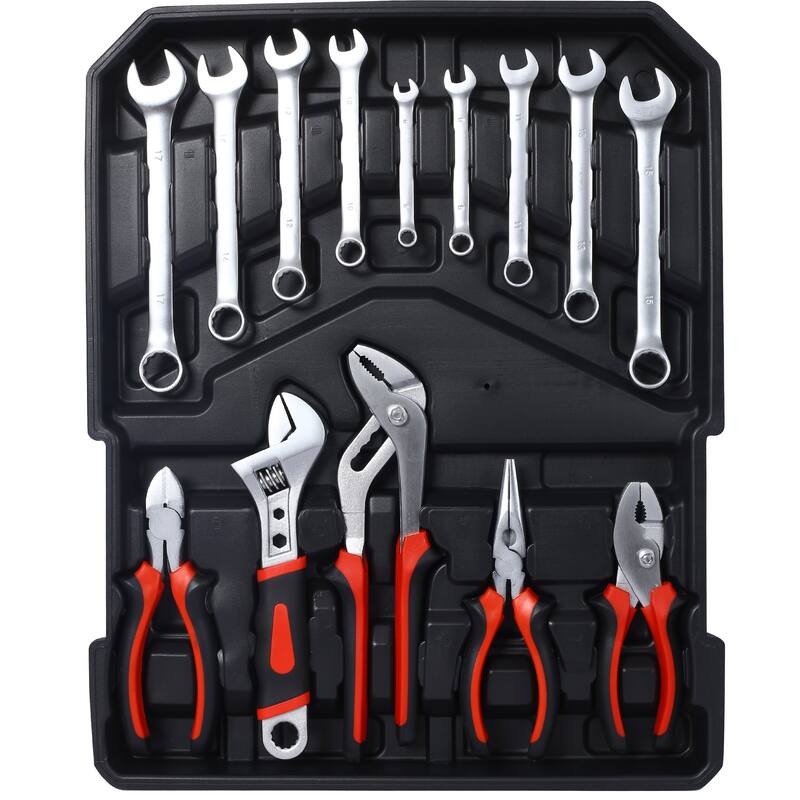 969pcs Home Repair Tool Set Kit for Men, Toolbox Storage Case with 4 Drawers, Household Tool Kit with Rolling Tool Box