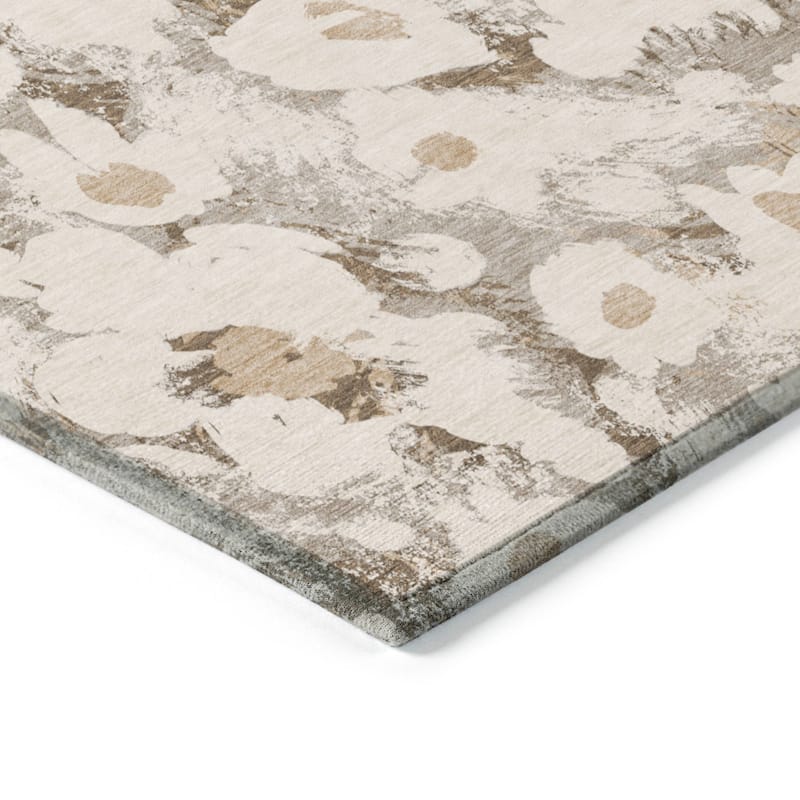 Machine Washable Indoor/ Outdoor Modern Daisy Chantille Rug