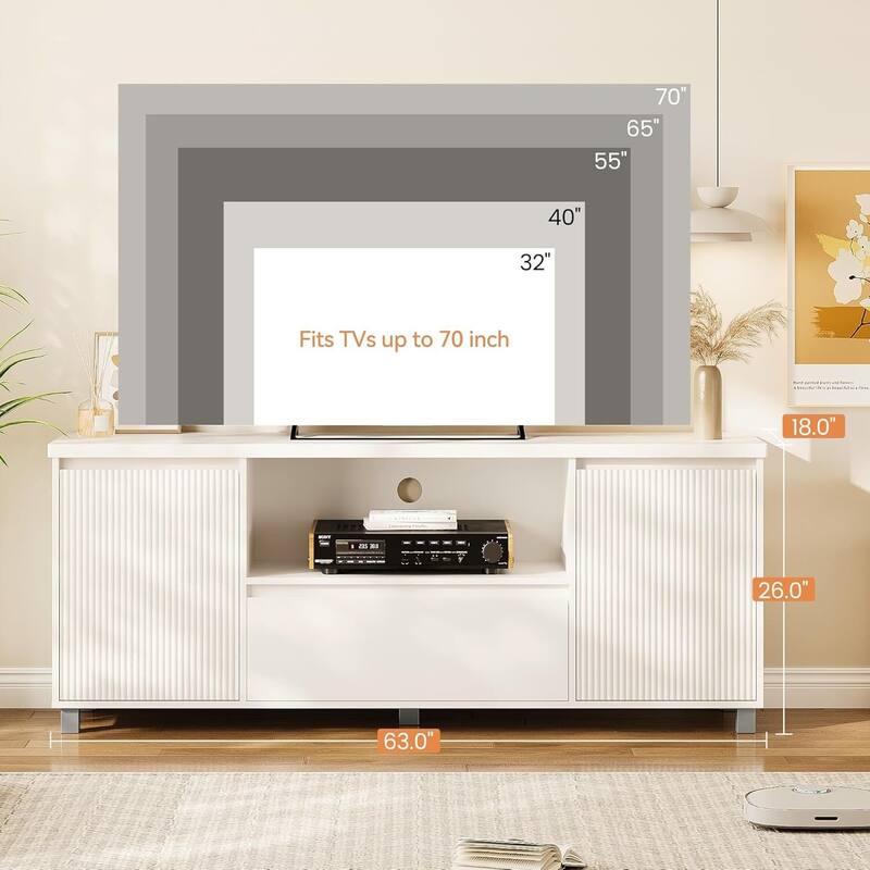 Modern Fluted TV Stand for TVs Up to 70" for Living Room - N/A