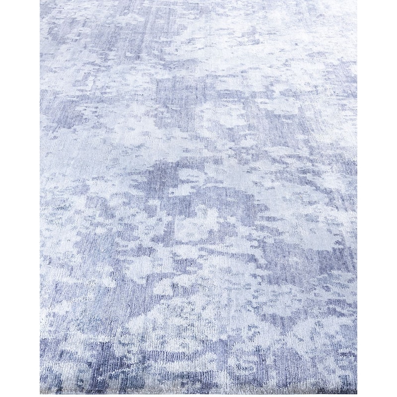 Modern One-of-a-Kind Hand-Knotted Area Rug, Blue - 9' 0" x 12' 2"