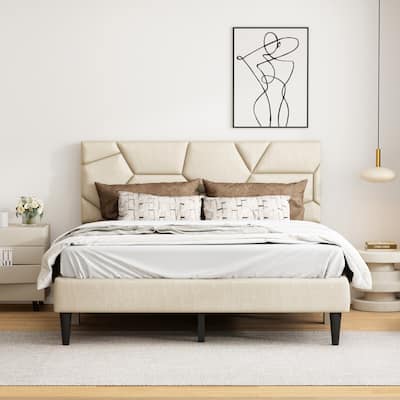 Queen Size Platform Bed with Non-Slip Legs, Under-Bed Storage, and No Box Spring Needed