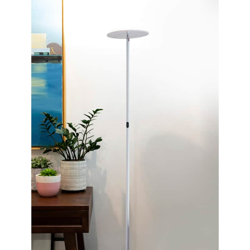 Brightech Sky Flux 67 in. White Industrial Dimmable and Color Temperature Adjustable LED Floor Lamp with Adjustable Head
