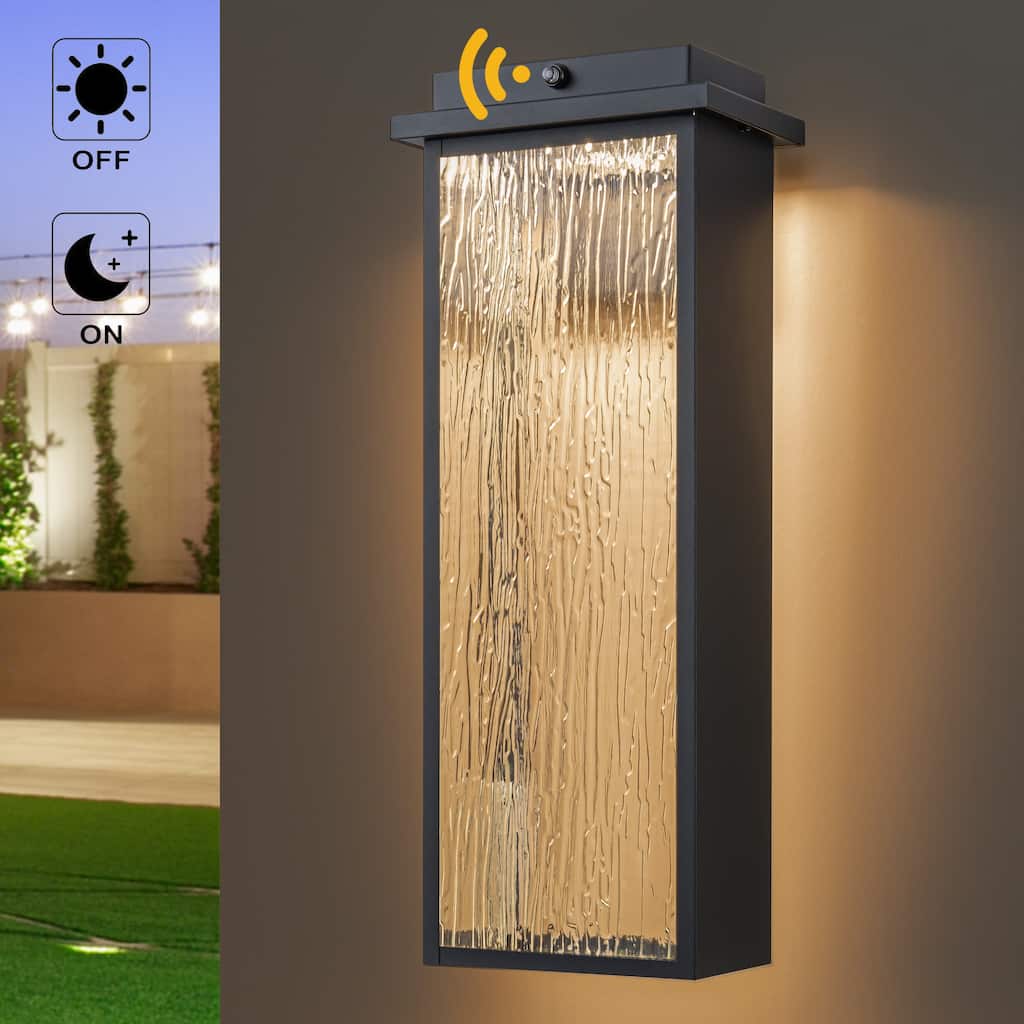 C Cattleya 2-Pack Integrated LED Dusk to Dawn Outdoor Wall Sconce Light with Ripple Glass