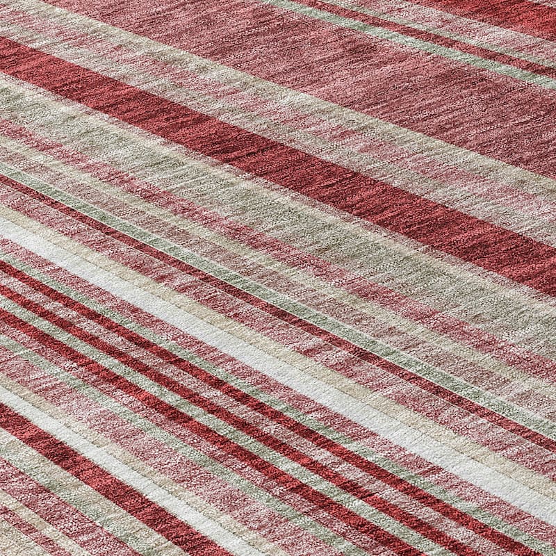 Machine Washable Indoor/ Outdoor Stripe Wave Chantille Rug