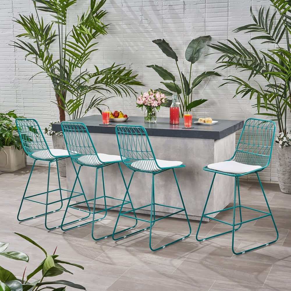 Niez Outdoor Wire Counter Stools (Set of 4) by Christopher Knight Home