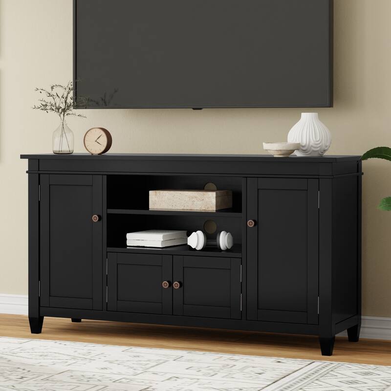 WYNDENHALL Sterling SOLID WOOD 54 inch Wide Transitional TV Media Stand For TVs up to 60 inches
