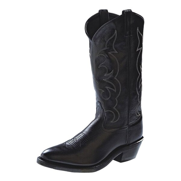 Old West Cowboy Boots Mens Tough Work Narrow Toe Black Overstock