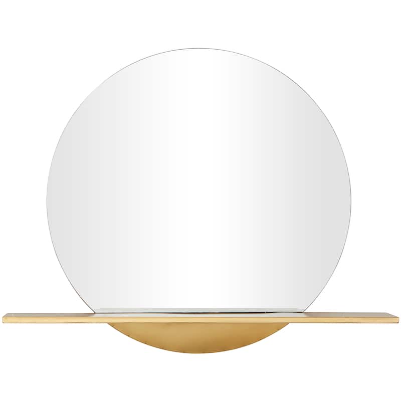 Metal 1 Shelf Wall Mirror - Gold - Roche River Decor - 35"W, 28"H