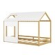 preview thumbnail 7 of 7, White+Natural Whimsical Pine Wood Twin House Bed with Window