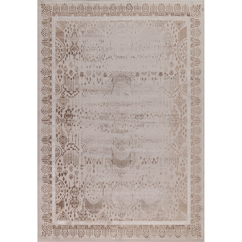 Geometric Damask Transitional Oriental Turkish Rug Decorative Carpet - 12'6" x 9'2"