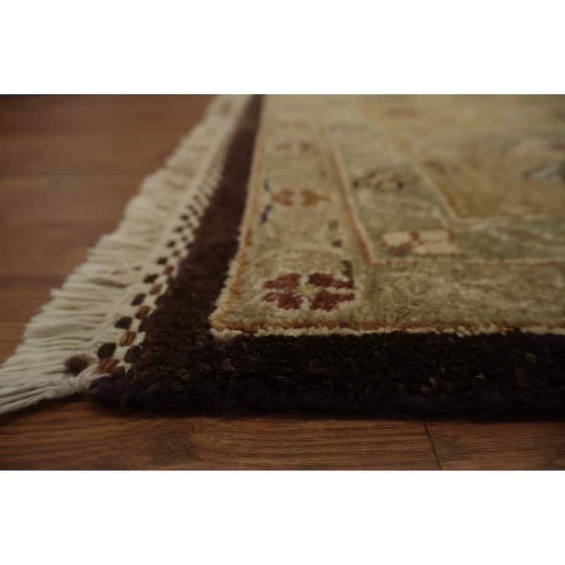 Hand Knotted Oriental 100% Wool Carpet Traditional Floral Brown Agra Area Rug - 12' 3'' X 9' 2''