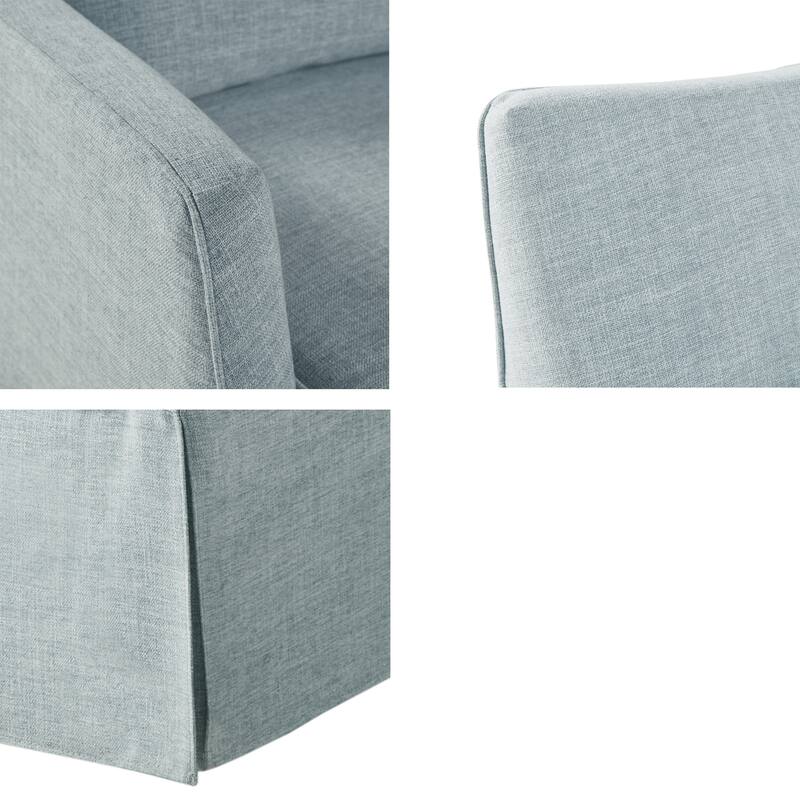 Martha Stewart London Upholstered Skirted Swivel Armchair with Lumbar Pillow