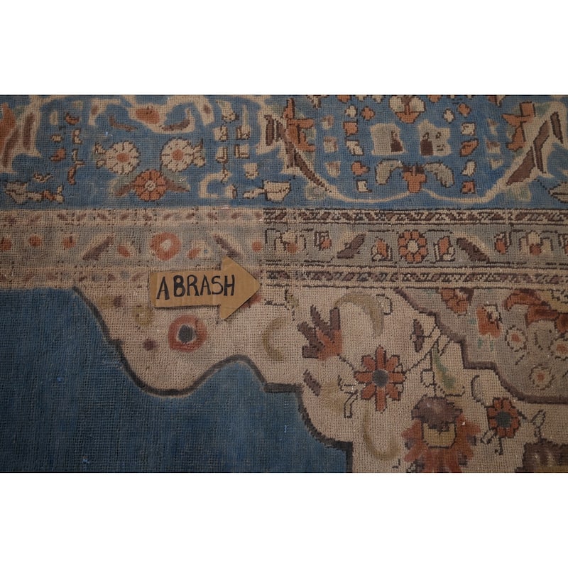 Blue Tabriz Vintage Persian Area Rug Handmade Oriental Wool Carpet - 8'3" x 10'11"