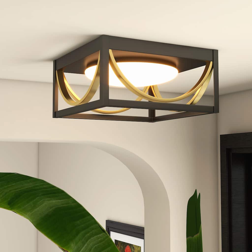 1-Light 28W LED Rectangles Ceiling Light - 11.8"x11.8"x5.5"