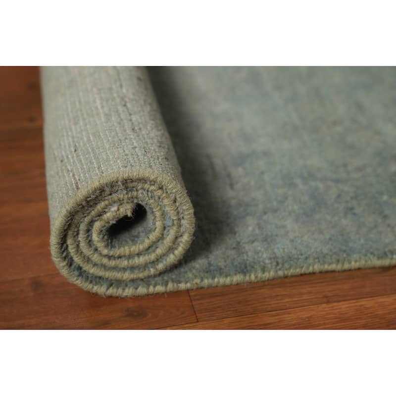 Blue Green Gabbeh Accent Modern Rug Handmade Wool Carpet - 3'11" x 4'7"