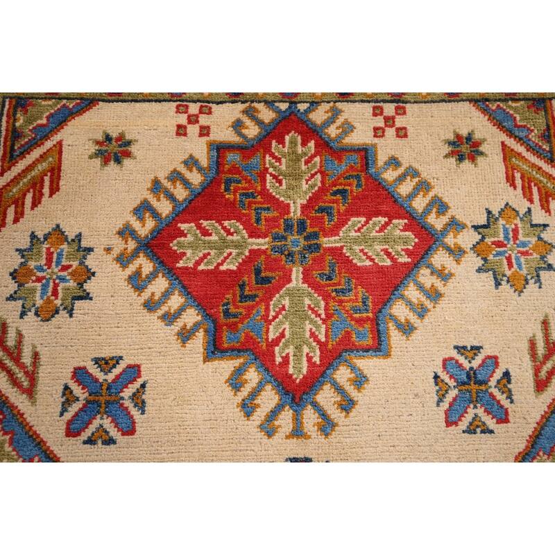 Handmade Kazak Oriental Accent Rug Handmade Wool Carpet - 3'2" x 5'1"