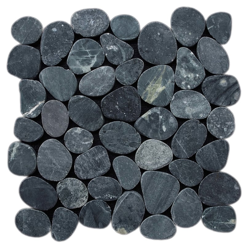 Cruz Bay Studio XS3P Sliced Pebble - 11" x 11" Pebble and Rock Floor - Black Natural