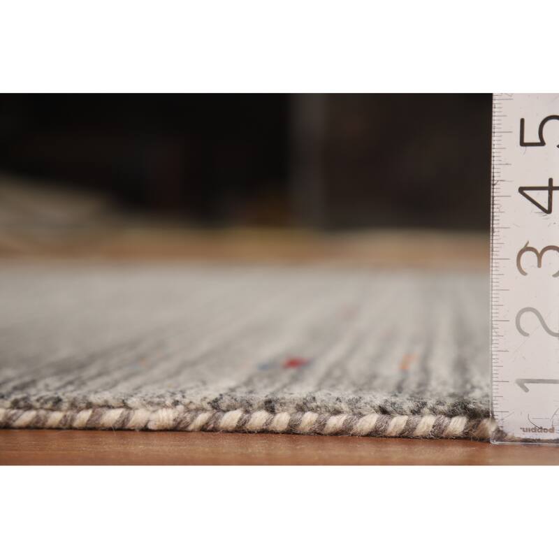 Hand Knotted Oriental 100% Wool Carpet Tribal Animal Pictorial Greys & Charcoal Gabbeh Area Rug - 7' 7'' X 5' 0''