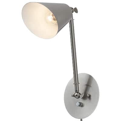 C Cattleya 1-Light Brushed Nickel Dimmable Adjustable Swing Arm Wall Sconce Indoor Wall Light