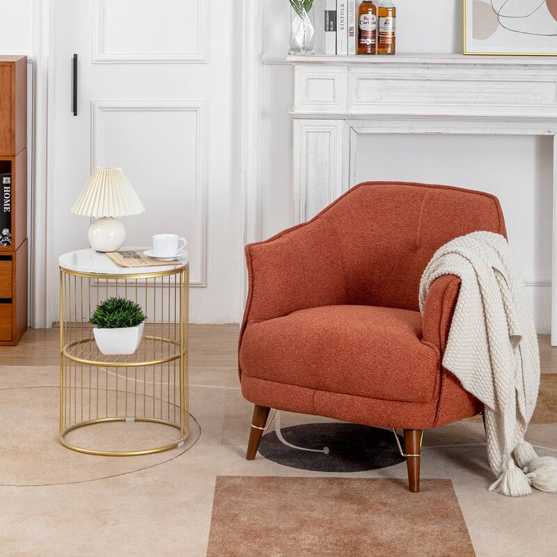 XINMICS Mid-Century Modern Accent Chair, Tufted Upholstered Armchair for Living Room, Bedroom, Set of 1 - Red
