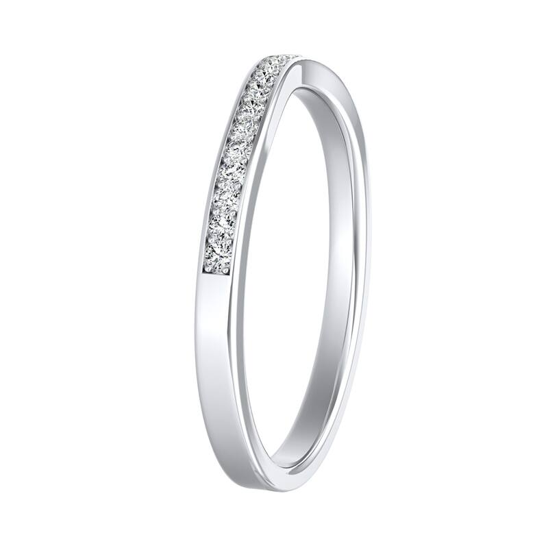 Auriya 1/8ctw Contoured Diamond Wedding Band 14k Gold