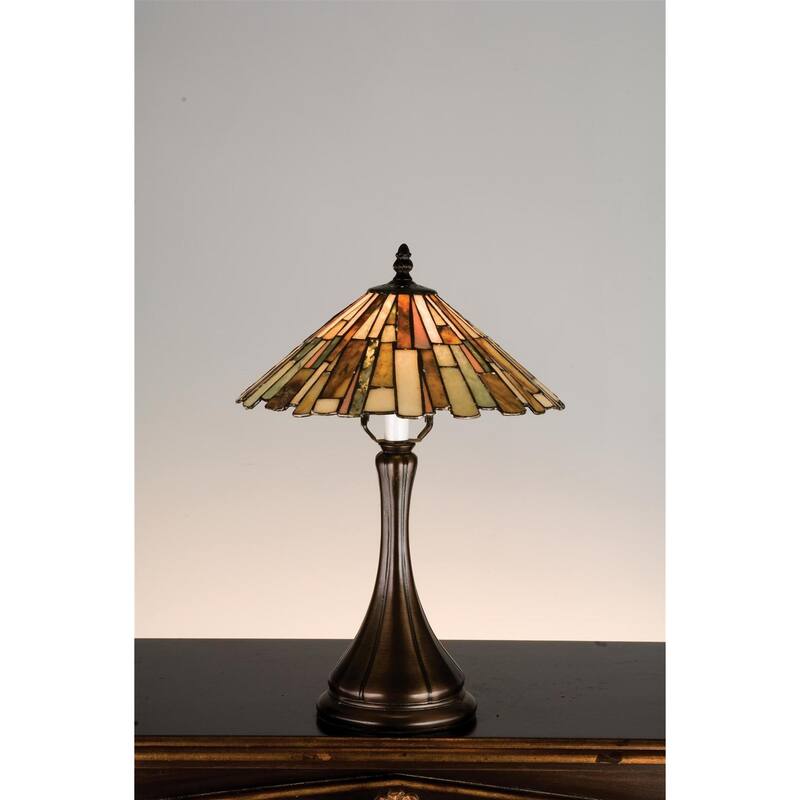 Meyda Tiffany Stained Glass / Tiffany Table Lamp from the Jadestone - Mahogany Bronze