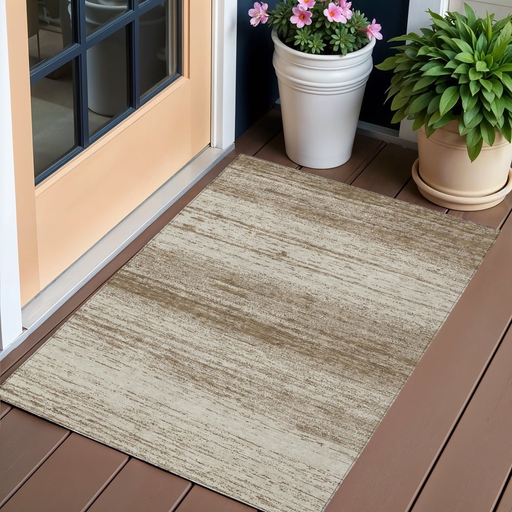 HomeRoots Striped Transitional Rectangle Outdoor Rug