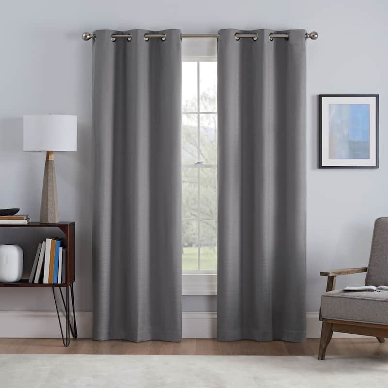 Eclipse Talisa Draft Blocker Fleece Insulated 100% Blackout Panel Pair - 37x95 - Grey